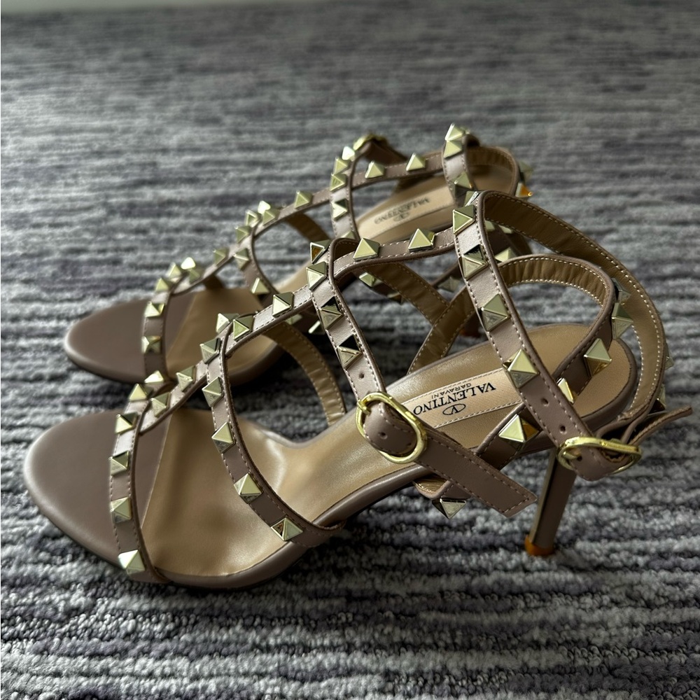 VALENTINO ROCKSTUD ANKLE STRAP HEELS